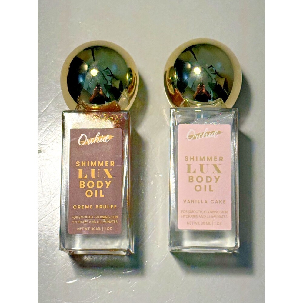 (2) Orchid Shimmer Lux Body Oils- Vanilla Cake & Creme Brulee NEW ITEMS